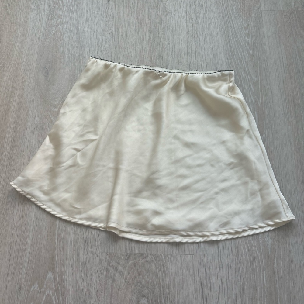 Glassons Cream Mini A-Line Skirt Satin Silk